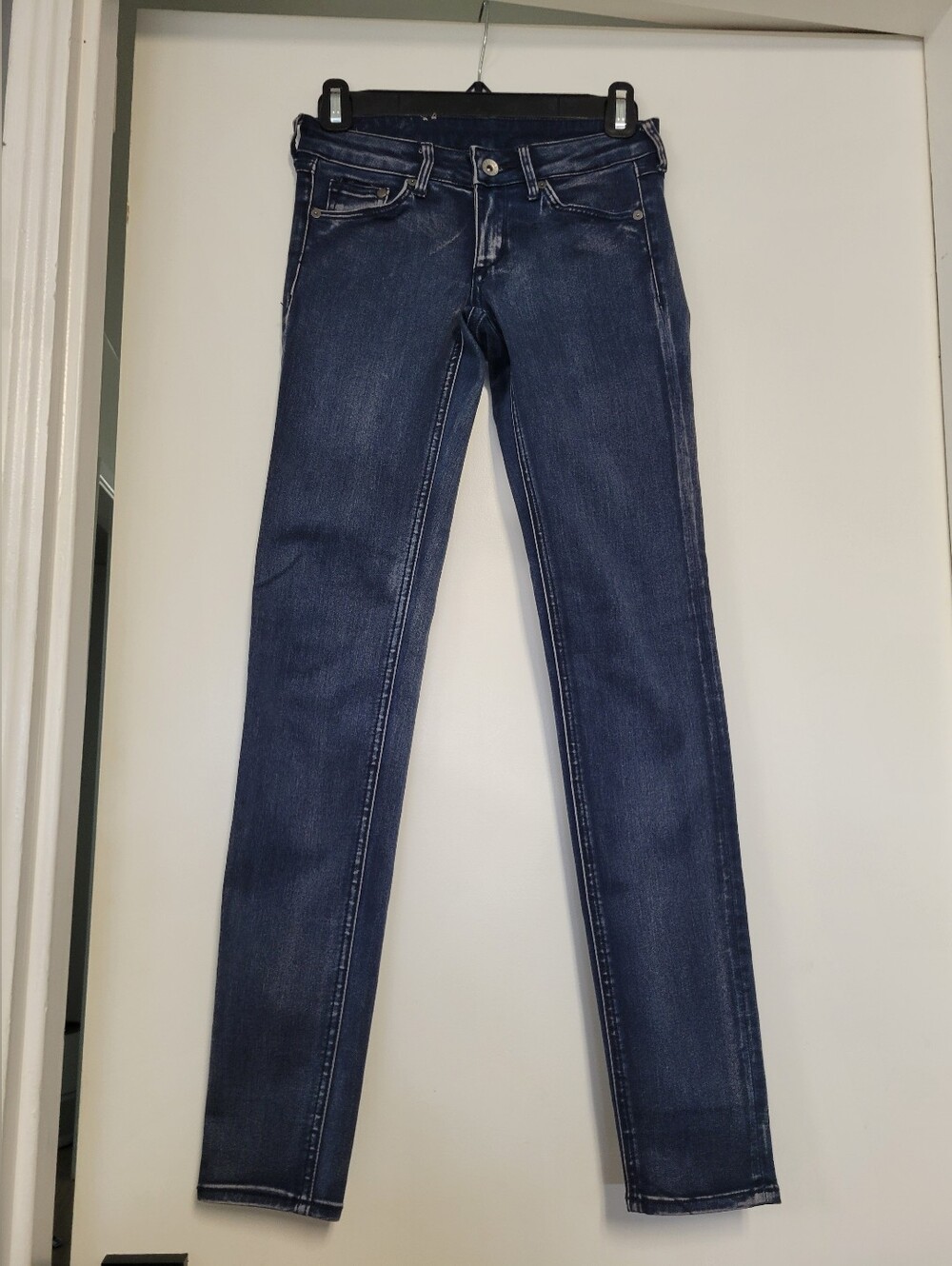 H&M Super Skinny Super Low Waist 2000's Denim Jeans Dark Wash Indigo Size 25